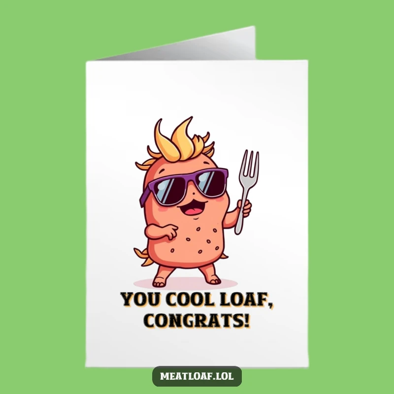 Free Printable Meatloaf Congrats Card: Dancing Loaf with Sunglasses, Hilarious Downloadable Cheers!