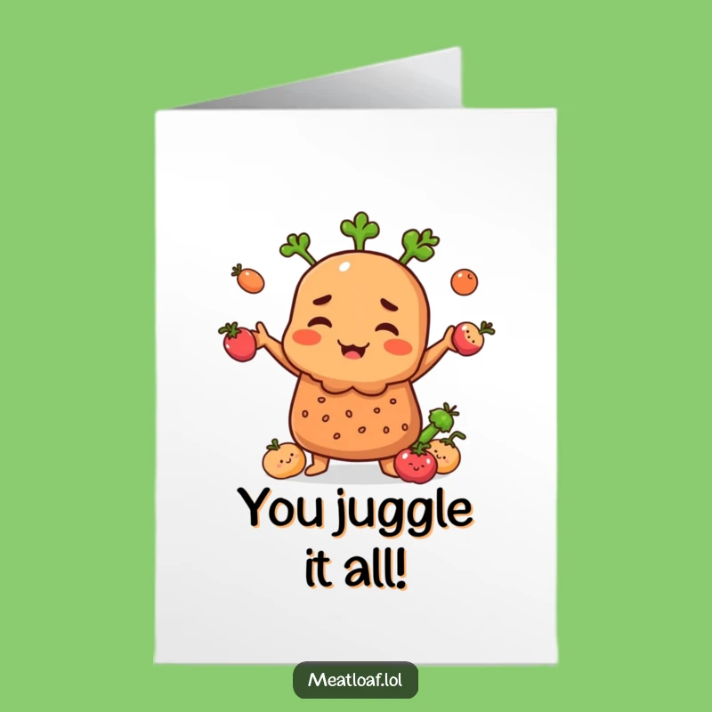 Meatloaf Juggling Veggies Congratulations Card - Free Printable