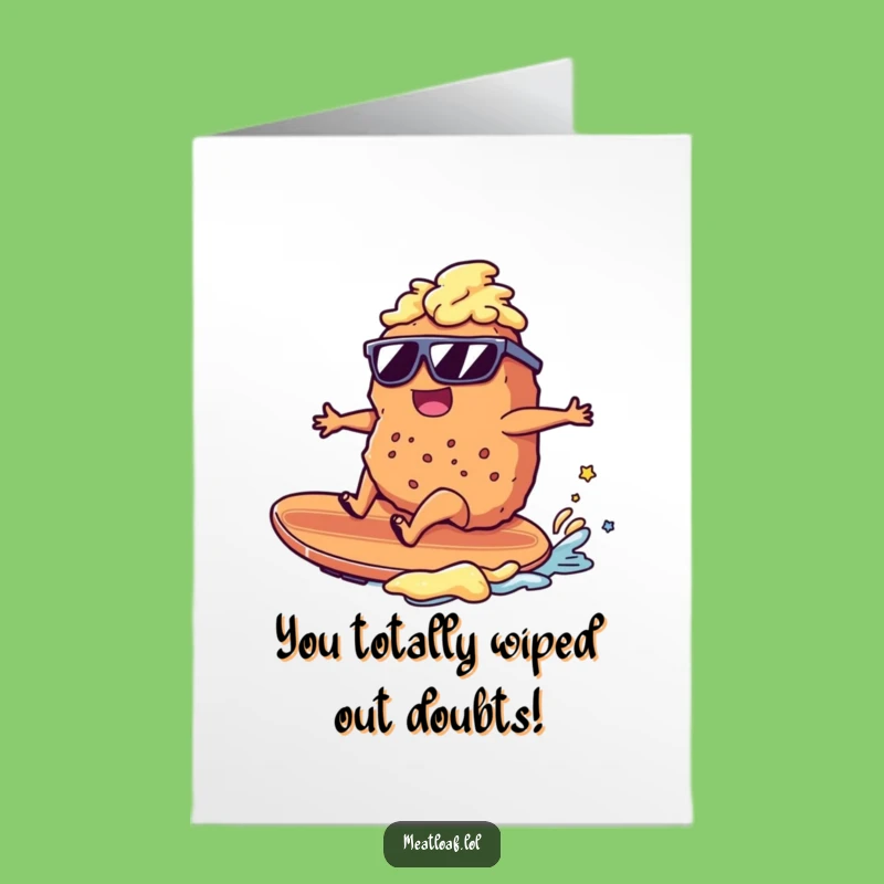 Free Printable Congrats Card: Hilarious Meatloaf Surfing Mashed Potatoes - Downloadable Celebration!