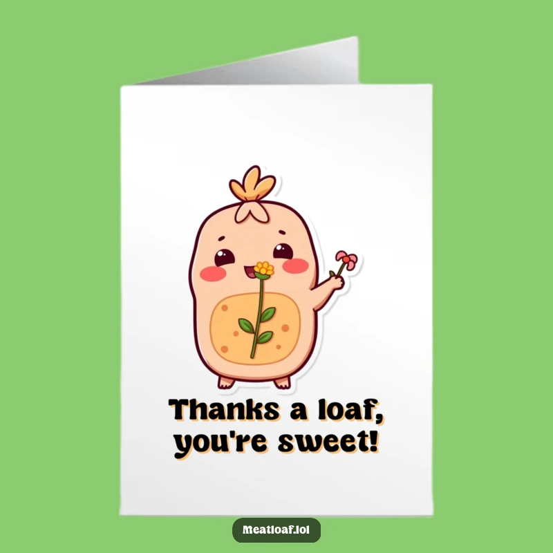 Free Printable Thank You Card: Meatloaf offers a flower with a happy thanks!