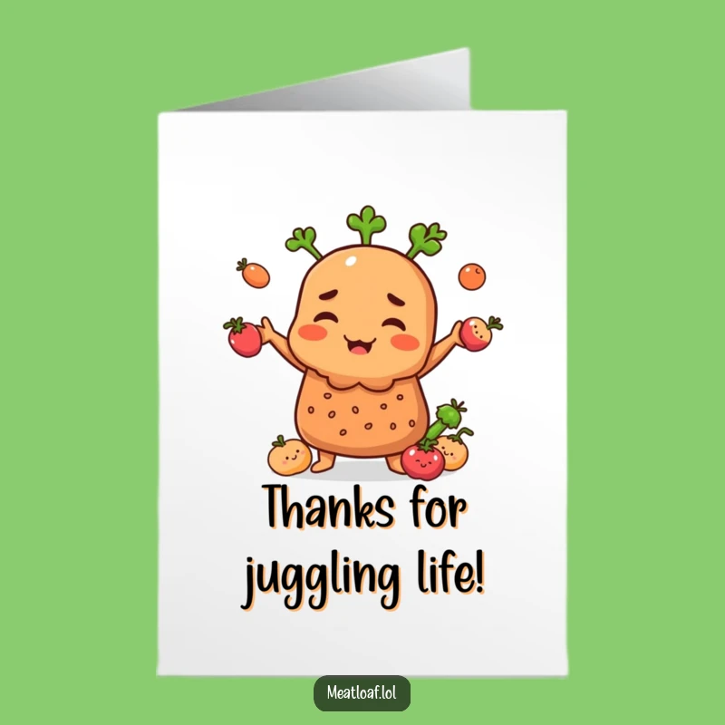 Meatloaf Juggling Veggies Thank You Card - Free Printable