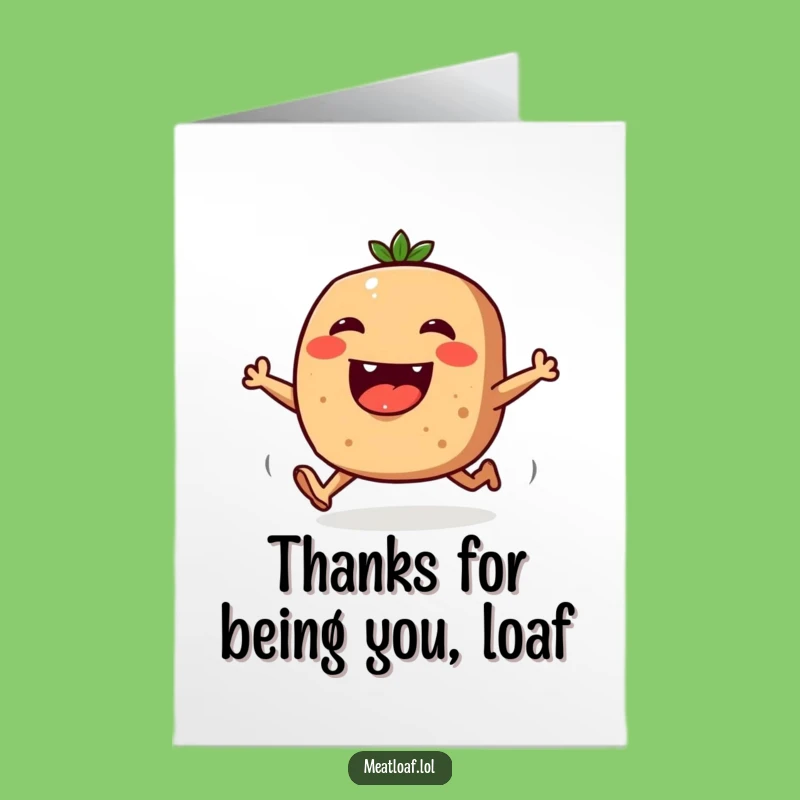 Free Printable Meatloaf Thank You Card: Running Loaf Expresses Gratitude, Downloadable Fun!