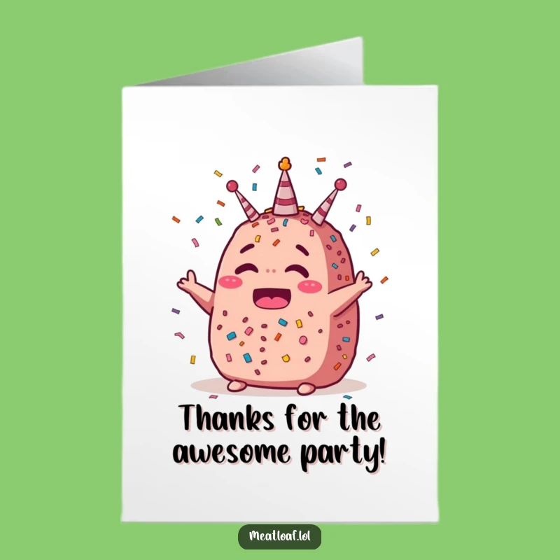 Funny Meatloaf Thank You Card: Confetti Celebration Free Printable Downloadable Gift of Gratitude