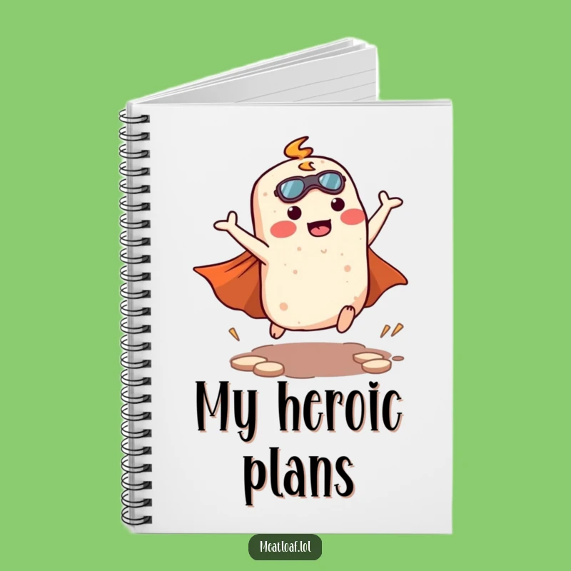 Funny Kawaii Meatloaf Superhero Notebook - Heroic Journal for Ideas Gift