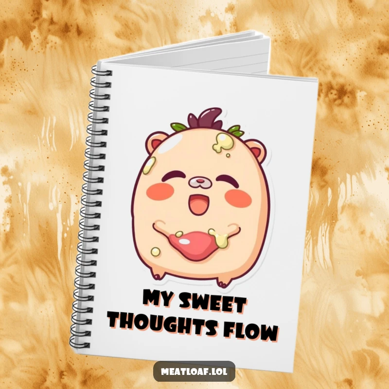 Funny Glazed Meatloaf Notebook: A rosy-cheeked meatloaf giggles prettily while being glazed, ready for notes.
