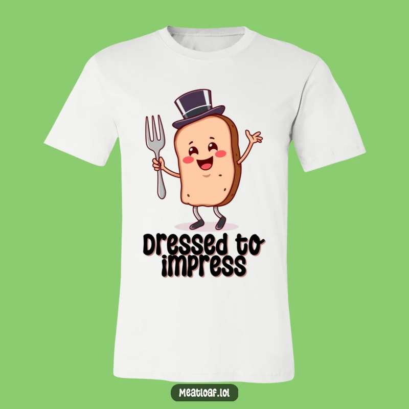 Funny Top Hat Meatloaf T-Shirt: Dancing Character Tee, Elegant Funny Gift for Foodies