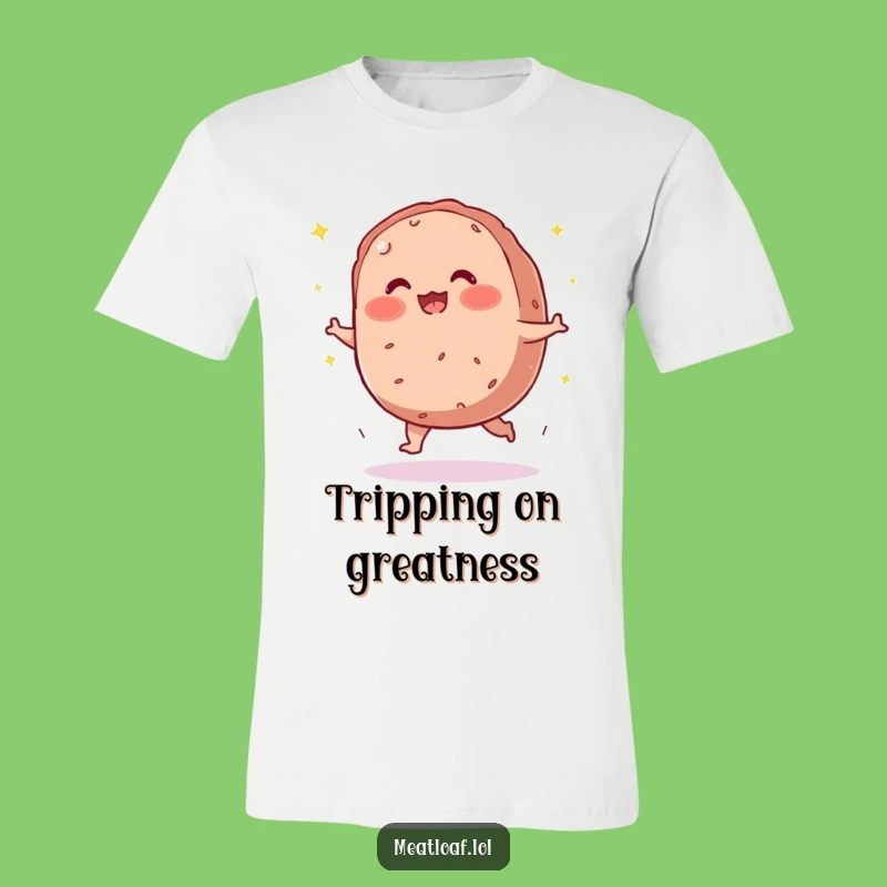 Funny Meatloaf T-Shirt: Clumsy Character Tripping with Sparkles