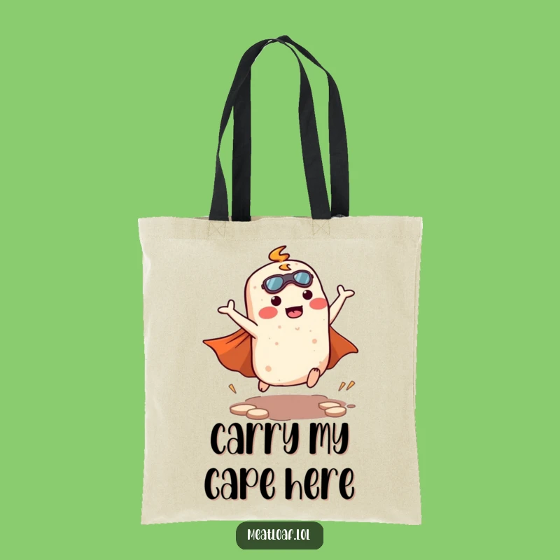 Funny Kawaii Meatloaf Superhero Tote Bag - Heroic Grocery Bag Gift