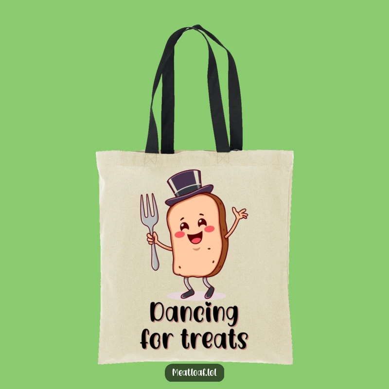 Funny Meatloaf Tote Bag: Dancing Top Hat Character, Chic Funny Gift Accessory